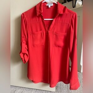 Women's dark orange Button-Up Blouse Express